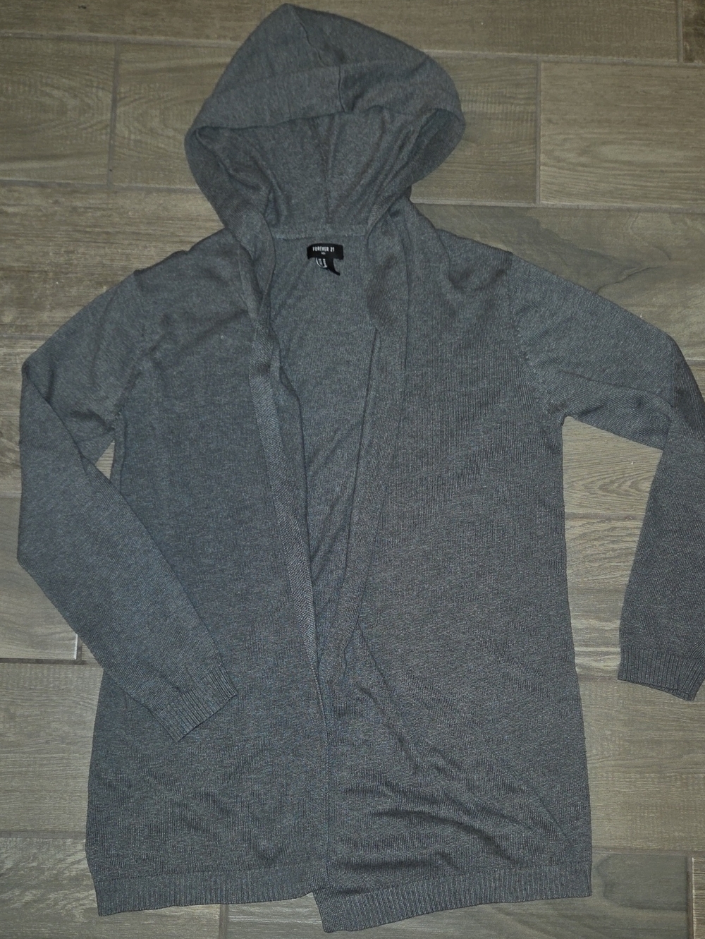 Forever 21 Men's Hooded Open Cardigan Sweater - Gray